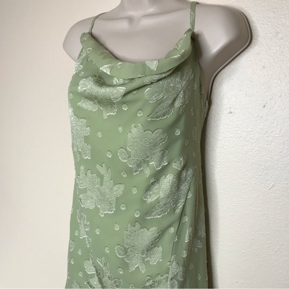 Nwt Rosedress Floral Cowl Neck High Slit Slip Dress Midi Sage Green Womens Large — image 6 of 8